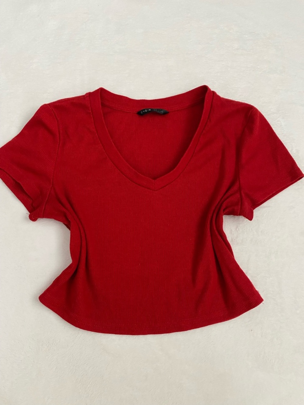 Red V-Neck Crop Top